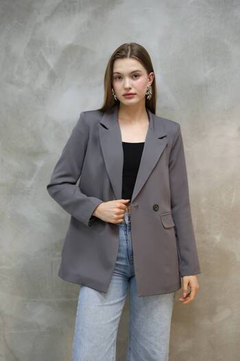 ZF BUTİK Women's Single Button Blazer Jacket