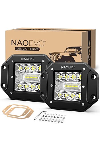 Choice مصابيح LED بيضاء NAOEVO مقاس 5 بوصات مثبتة على السطح بقوة 40 واط و4000 لومن، شريط إضاءة LED مدمج للطرق الوعرة