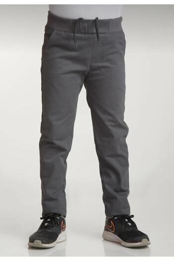 BAGİSTA BUTİK Children Girl-Boy Waistband (Elastic) Gray Color School and Daily Canvas Linen Pants