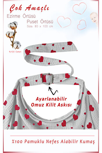 HALZEY Balenli Emzirme Örtüsü %100 Pamuk Oeko-tex Sertifikalı Organik Kumaş, 80x100 Cm Emzirme Önlüğü