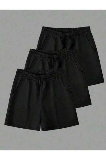 QUEENSTOWN Unisex Solid Color 3-Pack Large Size Loose Summer Shorts