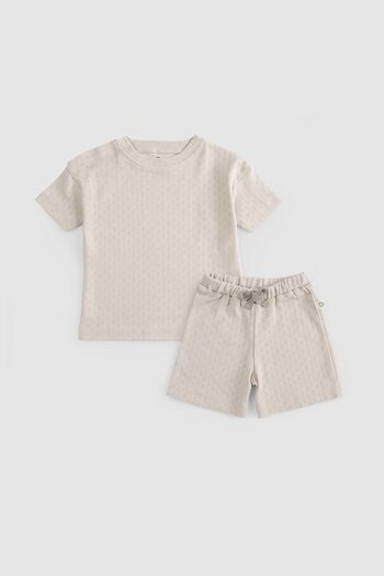 Little Gusto Beige Baby Shorts Set - Organic Cotton Pointel