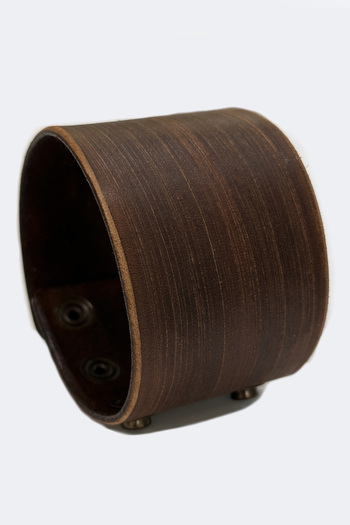 NARKİSSOS Antique Brown Plain Handcrafted Men's Leather Bracelet
