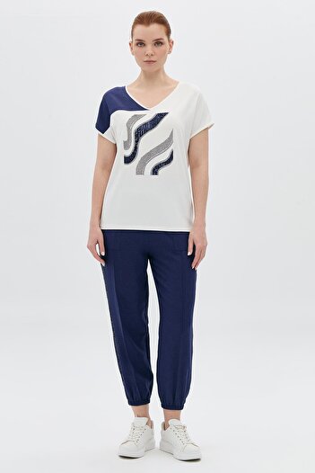 DAIDO Striped Trousers with Elastic Waist