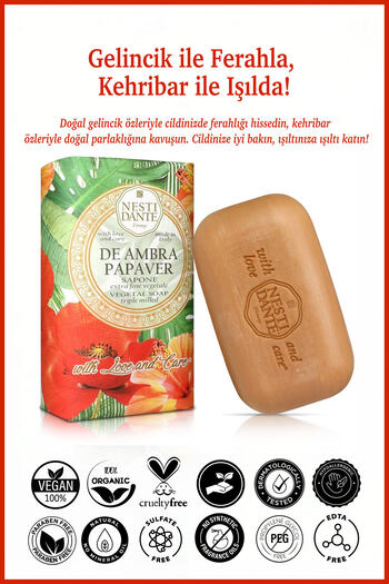 Nesti Dante Ambra Papaver Solid Soap - 250g Moisturizing, Amber and Ferret