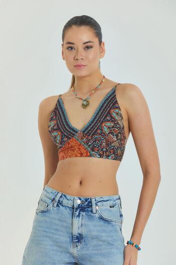 Los banditos Lace up Backless Adjustable Crop Blouse