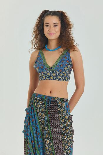 Los banditos Lace up Backless Adjustable Crop Blouse