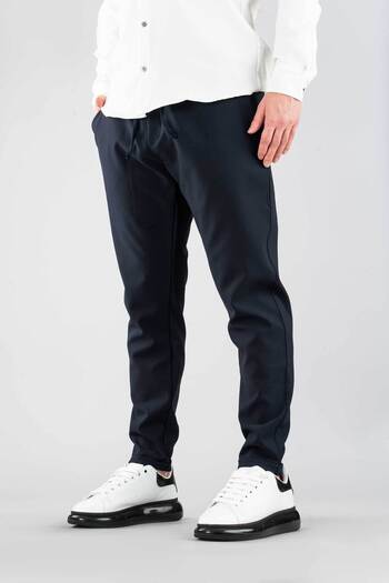 bombe Men's Jogger Pants Elastic Waist Drawstring Cotton Comfortable Boyfriend Pants Navy Blue