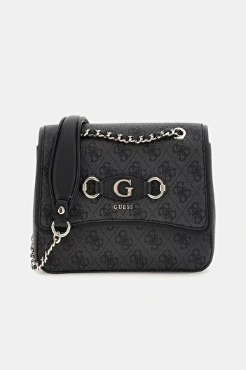 Guess Izzy Convertible Xbody Flap Women's Anthracite Crossbody Bag Hwsg8654190-Clo