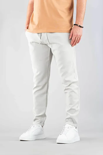 bombe Men's Jogger Pants Elastic Waist Drawstring Cotton Casual Boyfriend Pants Gray