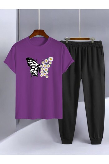 uyguntarz Σετ φόρμας 2 τεμαχίων Daisy Butterfly printed