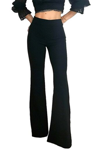 FashionForYou Politeh high waist flared pants, Black