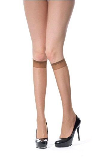 Müjde 5 Pack Knee Length Thin Trouser Socks 20 Denier Tulle Socks 38 Bronze