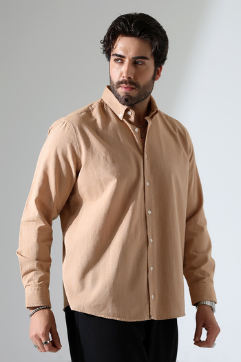Corradeo Giyim New Season Oversize Cut Long Sleeve Cotton Linen Men's Shirt