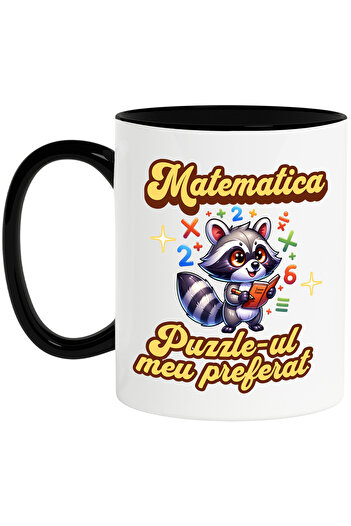 StoryGift Romania Cana Matematica Puzzle-ul Meu Preferat Scoala Educatie, 330ml, Ceramica Cu Maner, Cu Maner Negru Stg