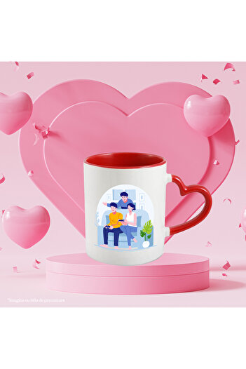 StoryGift Romania Cana Cu Prieteni, Jocuri Video, Controller, Canapea, Multicolor 330 ml, Ceramica, Cu Maner Inim STG