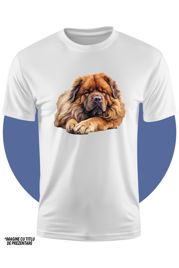StoryGift Romania Tricou Copii Cu Un Caine Chow Chow Blanos, Ilustratie, Doarme Dus, Oboseala, Noapte, Ora D