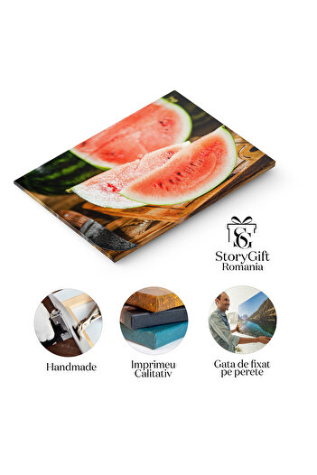 StoryGift Romania Canvas Print Slice of Fresh Watermelon, A Healthy and Playful Delicacy for Summer Days