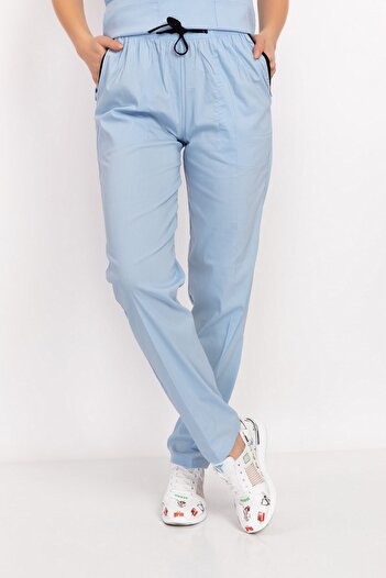 Nur Medikal Giyim Pantaloni unisex pentru medic, albastru, moale, din lycra, uniformă inferioară pentru asistentă medicală