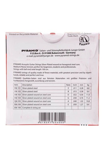 Pyramid Pyramid Silver Medium/Heavy Acoustic Guitar String Set