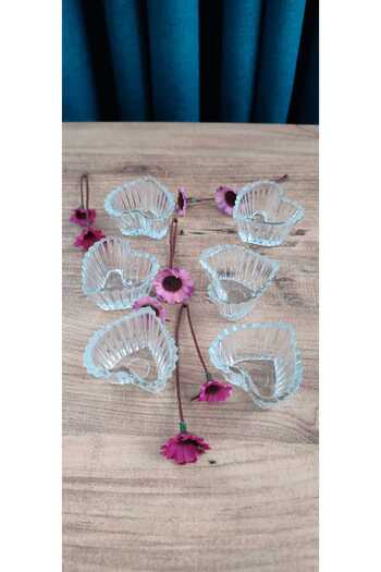 ORTAKÖY CENNETİ 6-Piece Glass Heart Mini Presentation Bowl 65 Cc Size 5 cm Mouth Size 3 cm Loadseeklik