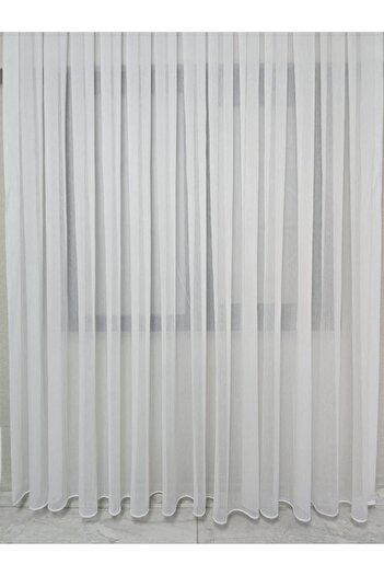 BBB Striped Transparent Glitter Stylish Tulle Curtain Ecru 1 E 3 Pleated Et4020Simli