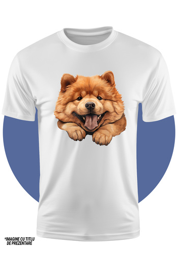 StoryGift Romania Tricou Copii Cu Un Caine Chow Chow, Ilustratie, Limba Scoasa, Maro Deschis, Grasut, Ferici