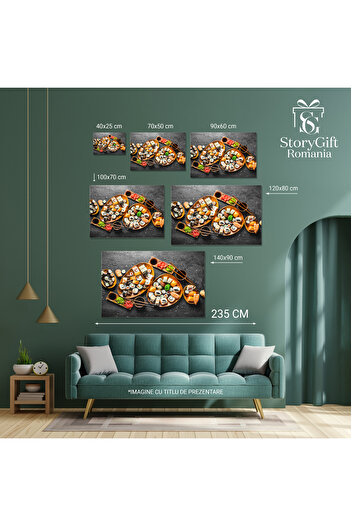 StoryGift Romania Canvas Print Set of Traditional Japanese Dishes, Sushi with Soy Sauce, A Delicate Expression