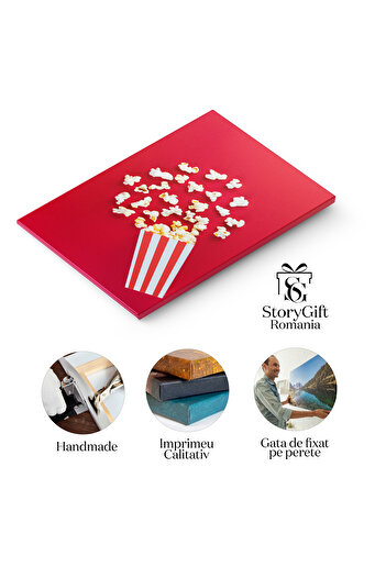 StoryGift Romania Canvas Print Delicious Cheese Popcorn Spilling Out of a Red Striped Basket A Delight
