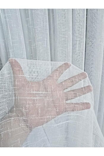 BBB Natural Linen Textured Stylish Tulle Curtain Ecru 1 E 2.5 Pleated Et5002Naturel
