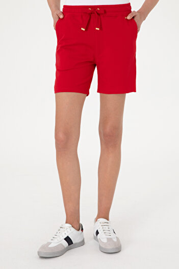 U.S. Polo Assn. Women's Red Knitted Shorts 50305755-Vr030