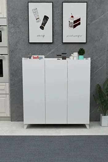 Bofigo 3 Door Multi-purpose Cabinet Multi-purpose Kitchen Cabinet Bathroom Cabinet Shoe Rack White