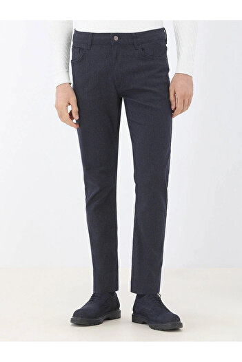 Kip Темно-сині тканинні брюки Slim Fit Casual з бавовняною сумішшю