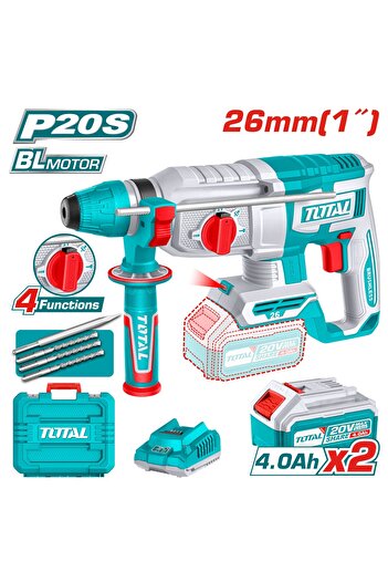 TOTAL دريل هلتي بطارية 20v 26mm شنطة بلاستيك مع بطارية إضافية و شاحن