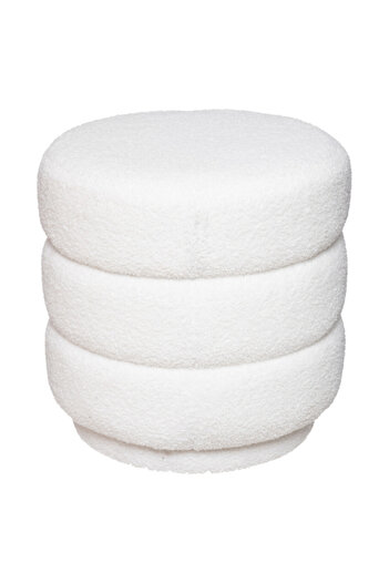 Atmosphera Sinan Elegant Design Bouclette Round Elegant Pouffe Stool 40 x 37.5 x 37.5 cm
