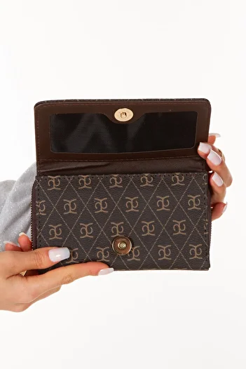 Newish Women's Leather Monogram Patterned Card Holder and Wallet