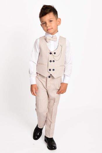 Entel Boy's Tuxedo Suit with Button Vest and Bow Tie Chain