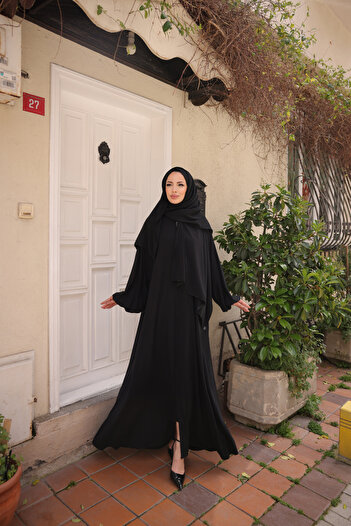 KADEEM Stoned Abaya with Self-Shawl Bat-medina silk