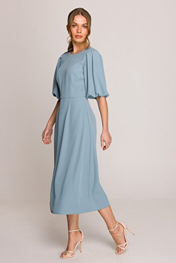 Stylove Rochie cu mâneci de culoarea bumbacului