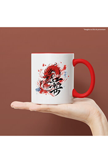 StoryGift Romania Mug with a red dragon, illustration, abstract, color spots, letters, happy new year, With ,STG