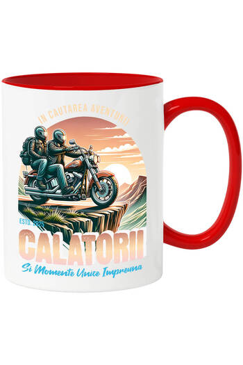 StoryGift Romania Mug with Couple on Motorcycle Travel View Mountain Romantic Text Looking for Aven, With ,STG