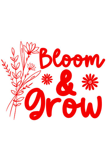 StoryGift Romania Sticker Autocolant 70CM Exterior cu ilustratie afisand niste floricele si mesajul "Bloom & gro