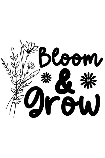 StoryGift Romania Sticker Adeziv 90CM Exterior cu ilustratie afisand niste floricele si mesajul "Bloom & grow" -