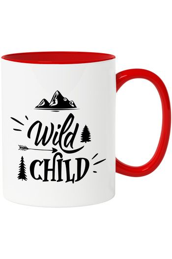 StoryGift Romania Mug With Text in English Wild Child, Mountain, Fir, Forester, Ceramic, 330ml, with Hand, With, STG.
