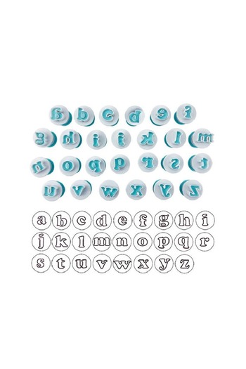 BV Alphabet and number cutter set with ejector, uppercase and lowercase letters, 36 pieces, 288COF