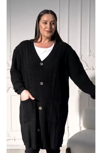 Sevda Kılınç Plus Size Standard Knitwear Cardigan