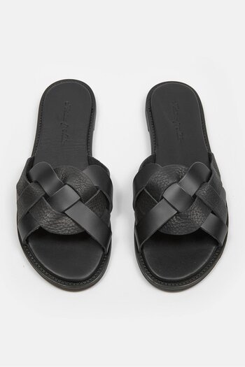 NILUFARR Papuci de damă Hazel Black din piele naturală