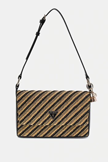 Guess Simona Flap Shoulder Bag Women's Black Shoulder Bag Hwwg9210190-Ntb