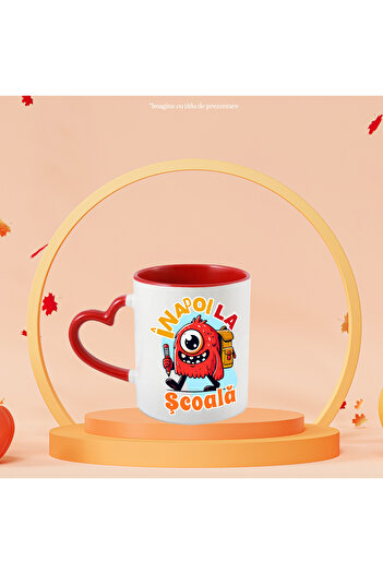 StoryGift Romania Cana Monstru Gata De Scoala Un Nou An Scolar Educatie, 330ml, Ceramica Cu Maner , Cu ,stg