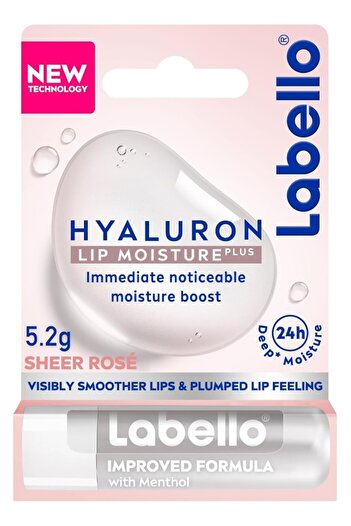 LABELLO Lip Balm, Hyaluron Lip Moisture Plus, Sheer Rosé, 5.2g